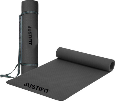 JUSTIFIT Anti-Skid with Carry Strap for Home Gym & Outdoor Workout Grey 4 mm Yoga Mat
