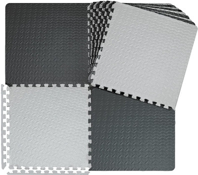 Nasmodo gym mat for floor puzzle floor mat for exercise interlocking floor mat (4pcs) Black, Grey 25 mm Exercise & Gym Mat