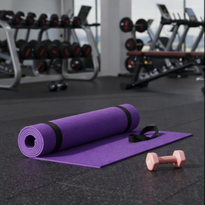 Crosfit 4mm purple yoga mat for men & women with carry strap Purple 4-5 mm Yoga Mat