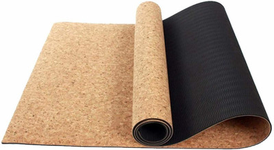 IRIS Premium Fitness Non Slip TPE & Organic Cork Black 6mm mm Yoga Mat