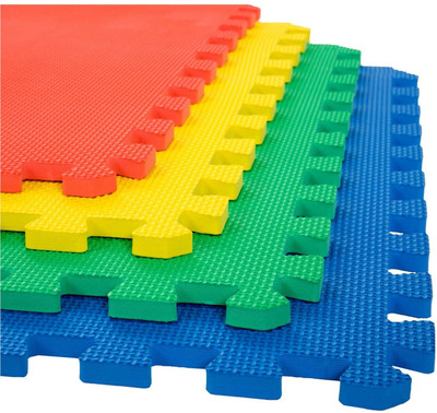 Abhsant Interlocking Flooring Mats for Yoga/Exercise/Kids Play(16 Sq. ft) 4 Tiles Blue, Green, Yellow, Red 12 mm Exercise & Gym Mat