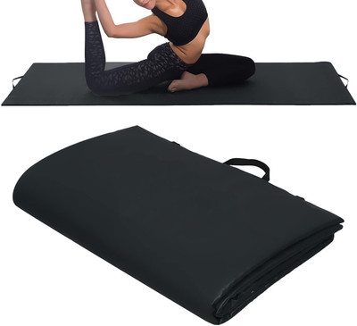 Owlix PU Leather Exercise Yoga Mat Foldable Travelling Yoga Mat with Carrying Strap Black 12 mm Yoga Mat