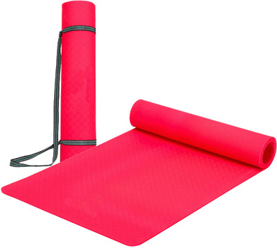 Serenity Everyday Yoga Mat & Carry Strap for Men, Women & Kids Fitness - EVA Red 4 mm Yoga Mat