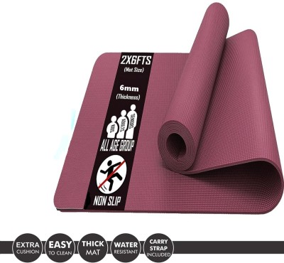 JUSTIFIT 6MM Premium Eva with Tpe blend Anti slip Tearless Yoga mat Anti Skid with Strap Maroon 6 mm Yoga Mat