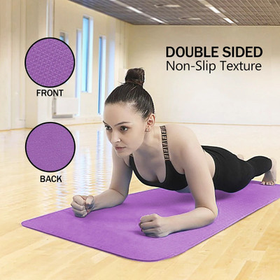 CRSMAT 4mm EVA Yoga Mat with Carry Strap, Anti Skid, Home, Gym Workout, for Men & Women Purple 4 mm Yoga Mat
