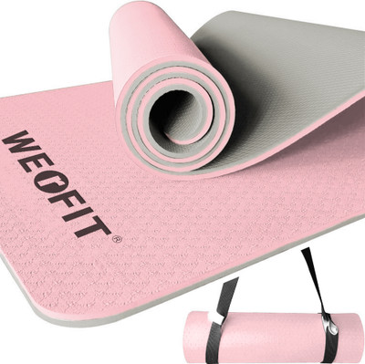 WErFIT TPE Yoga Mat with Carry Strap for Men and Women, Anti-Slip, Extra Cushioning Pink, Grey 6 mm Yoga Mat