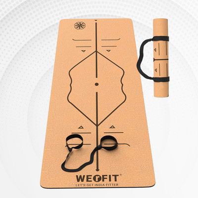 WErFIT Yoga Mat For Men & Women, Dual Layer 2 Feet Wide Cork +TPE Exercise Mat, Beige 6 mm Yoga Mat