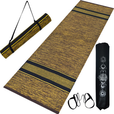 house of handmade Handwoven ANTI-SLIP COTTON Brown 8 mm Yoga Mat