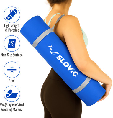 SLOVIC Non-Slip Yoga Mat-Perfect Grip for All Levels Thickness 4mm | Blue 4 mm Yoga Mat