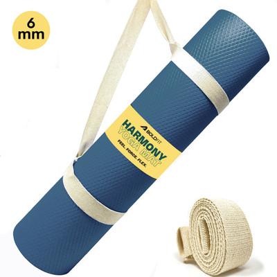 BOLDFIT Yoga Mat for Men Women 6mm Exercise Mat Anti Skid Workout Yoga Matte Carry Strap Blue 6 mm Yoga Mat