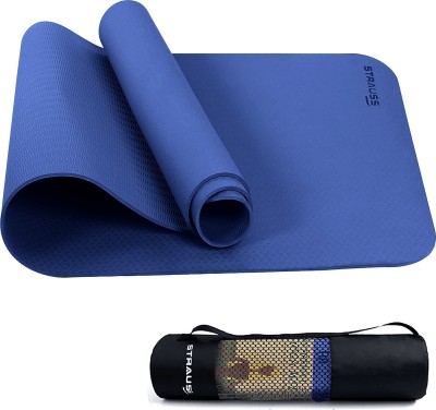 Strauss TPE Eco-Friendly Yoga Mat for Men & Women with Carry Bag Blue 6 mm Yoga Mat