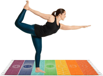 SPSON'S HANDLOOM 7 Chakra Yoga Mat for Yoga and Meditation Rainbow Chakra Yoga Mat 230* 65cm Multicolor 6 mm Yoga Mat