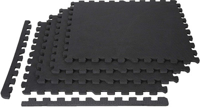 GSQUARE Puzzle Exercise Mat with EVA Foam Interlocking Tiles, 16sqft, 10mm Black 10mm mm Exercise & Gym Mat