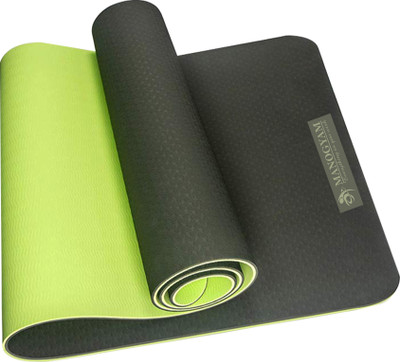 Manogyam Yoga Mat Non Slip, Eco Friendly Fitness Exercise Mat for Men & Women,(TPE6) Green, Grey 6 mm Yoga Mat