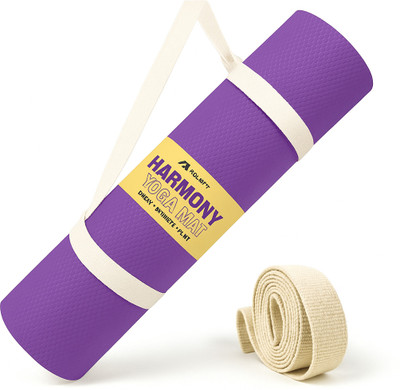 BOLDFIT Yoga Mat for Men Women 6mm Exercise Mat Anti Skid Workout Yoga Mat Carry Strap Purple 6 mm Yoga Mat