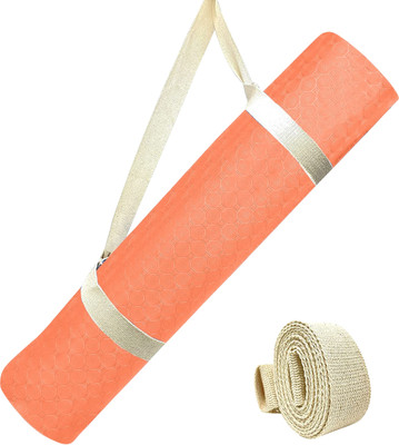 Strauss Anti Skid Eco-Friendly TPE Yoga Mat with Carry Strap, Orange 6 mm Yoga Mat