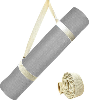 Strauss Anti Skid Eco-Friendly TPE Yoga Mat with Carry Strap, Grey 6 mm Yoga Mat