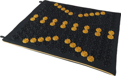 TAPAS Mini Acupressure Mat with Spikes | Compact Massage & Relaxation Black, Yellow 20 mm Accupressure Mat