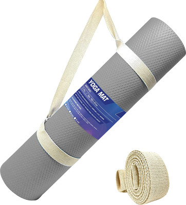Strauss Anti Skid EVA Yoga Mat with Carry Strap Grey 4 mm Yoga Mat
