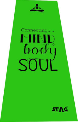 STAG YOGA MANTRA PRINTED MAT WITH BAG 180CM X 60CM Green, Black 4 mm Yoga Mat