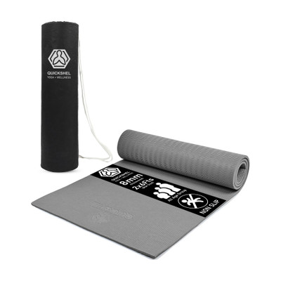 Quick Shel EVA + TPE Anti Slip Home Gym Exercise Workout Fitness for Men Women with Bag Grey 6 mm Yoga Mat