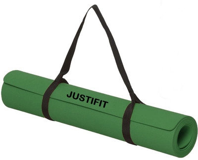 JUSTIFIT Yoga Mat for Men Women with Carry Strap Gym Workout Mat Exercise Yoga Mattress Green 4 mm Yoga Mat