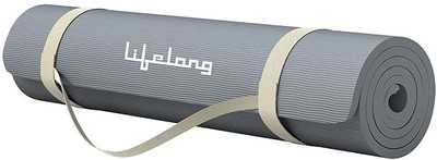 Lifelong LLYM98 EVA Material Anti-Slip Mat With Cover For Men & Women Grey 8 mm Yoga Mat