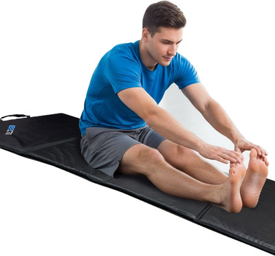 buildexer PVC Leatherette Yoga/Exercise Mat for Women & Men, 15 mm thikness & 4 block Fold Black 15 mm Yoga Mat