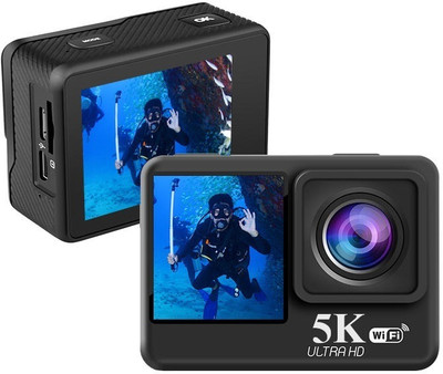 ROCKTECH action camera 5K 30FPS 48MP WiFi Ultra HD Sports Action Camera Sports and Action Camera(Black, 12 MP)