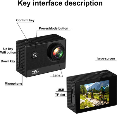 Exxelo 4k 4K30FPS Action Camera Ultra HD Waterproof Camera Sports and Action Camera(Black, 5 MP)