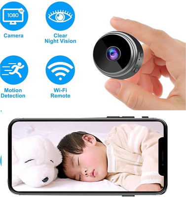 OSHSIZ WIFI SECURITY CAMERA Full HD 1080p Night Vision WiFi Hidden Camera with Motion Sensor & 128GB Support Sports and Action Camera(Black, 4 MP)