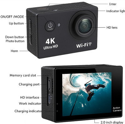 TRIP 4K Sports Camera Y8 Action Camera 4k16MP Wifi 30M Waterproof Action Camera Sports DV Camcorder Sports and Action Camera(Black, 16 MP)