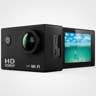 VlogCam Sports Action camera Waterproof Outdoor 2K Action Camera with SD Card and Handlebar Mounts Sports and Action Camera(Black, 30 MP)