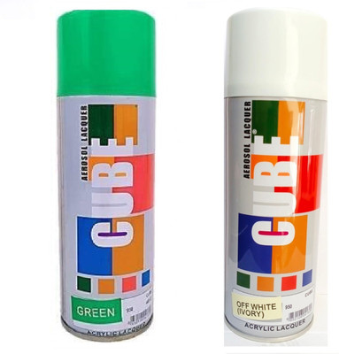 CUBE Combo OF Cube ( Green + Off White ) Spray Paint -400 ml, Pack of 2 Green Spray Paint 400 ml(Pack of 2)
