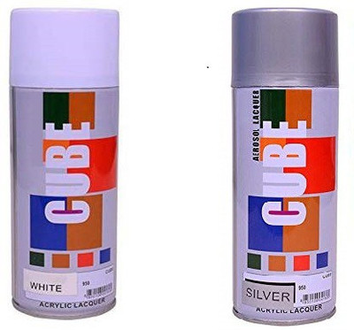 CUBE Cube Aerosol Multi Purpose Spray Paint EACH BOTTLE 450 ML White Spray Paint 400 ml(Pack of 2)