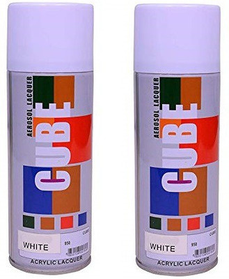 CUBE Cube Aerosol Multi Purpose White Spray Paint, Pack of 2 White Spray Paint 800 ml(Pack of 2)