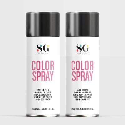 SGPaints DIY, Quick Drying with Gloss finish for Metal, Wood and Walls - Black Spray Paint 800 ml(Pack of 1)