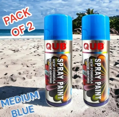 CUBE QUB Spray Paint for Activa/Car/Bike (Net Weight 350 gm per bottle) Blue Spray Paint 400 ml(Pack of 2)