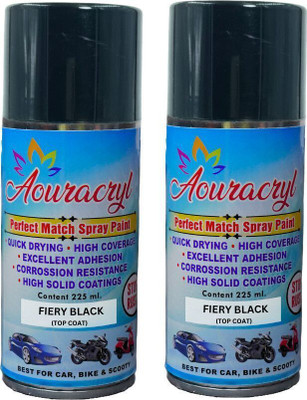 AOURACRYL PU Spray Paint Fiery Black (RC Colour) Compatible for Mah. Cars-225ml(Pack of 2) Fiery Black Spray Paint 450 ml(Pack of 2)