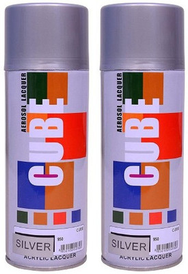 AMIT MART Cube Aerosol Multi Purpose Silver Spray Paint 800 ml(Pack of 1)