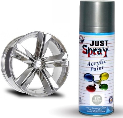 Just Spray Bright Silver Acrylic Spray Paint Gloss Finish Multipurpose Spray Paint DIY, Quick Drying Good finish for Metal, Wood, and Walls Spray Paint 400 ml(Pack of 1)