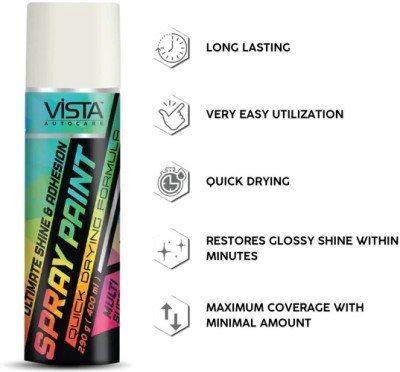 Vistaa vista auto care peral white spray White Spray Paint 400 ml(Pack of 1)