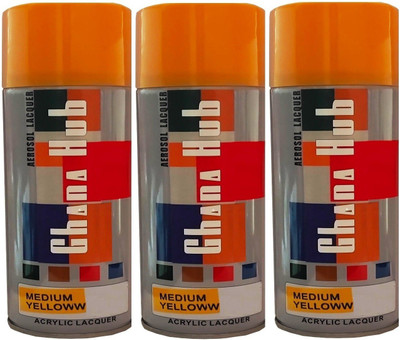 CUBE Cube Aerosol Spray Paint for Multipurpose Yellow Spray Paint 400 ml(Pack of 3)