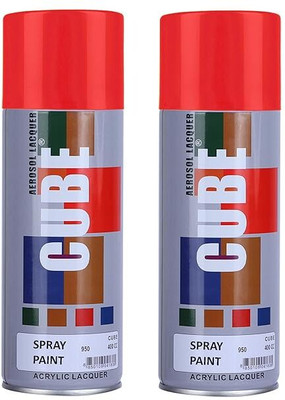 samtech Cube Spray Red Glossy Spray Paint For Metal Glass Wood etc Red-P2 Spray Paint 400 ml(Pack of 2)