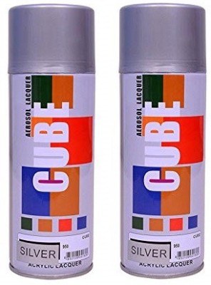 Cloudberry Cube Aerosol Multi Purpose Spray Silver Paint - 400 ml ,Pack of 2 Silver Spray Paint 400 ml(Pack of 2)