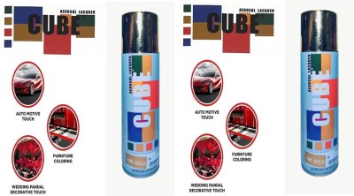 mystic Cube Gloss Finish Spray Paint for Activa / Car / Bike (Nt. Wgt 350gm Per Bottle) Gold Spray Paint 800 ml(Pack of 2)