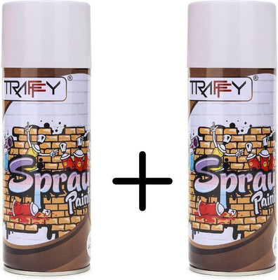 traffy White - Glossy Finish Use for Car, Walls & Bike White Spray Paint 800 ml(Pack of 2)