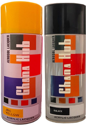 GHANA HUB PREMIUM CUBE F1 DOUBLE YELLOW AND BLACK Multicolor Spray Paint 900 ml(Pack of 2)