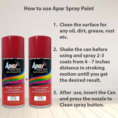 apar Spray Paint CANDY CHERRY/RED-225 ML(Pack of 2), For Bicycle, Bike, Cars- CANDY CHERRY/APPLE RED Spray Paint 450 ml(Pack of 2)