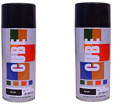 CUBE Cube Aerosol Spray Paint for Multipurpose Black Spray Paint 400 ml(Pack of 2)